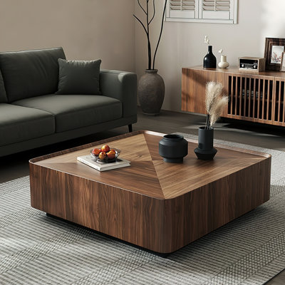 Hokku Designs Rubinder Solid Walnut Industrial Coffee Table